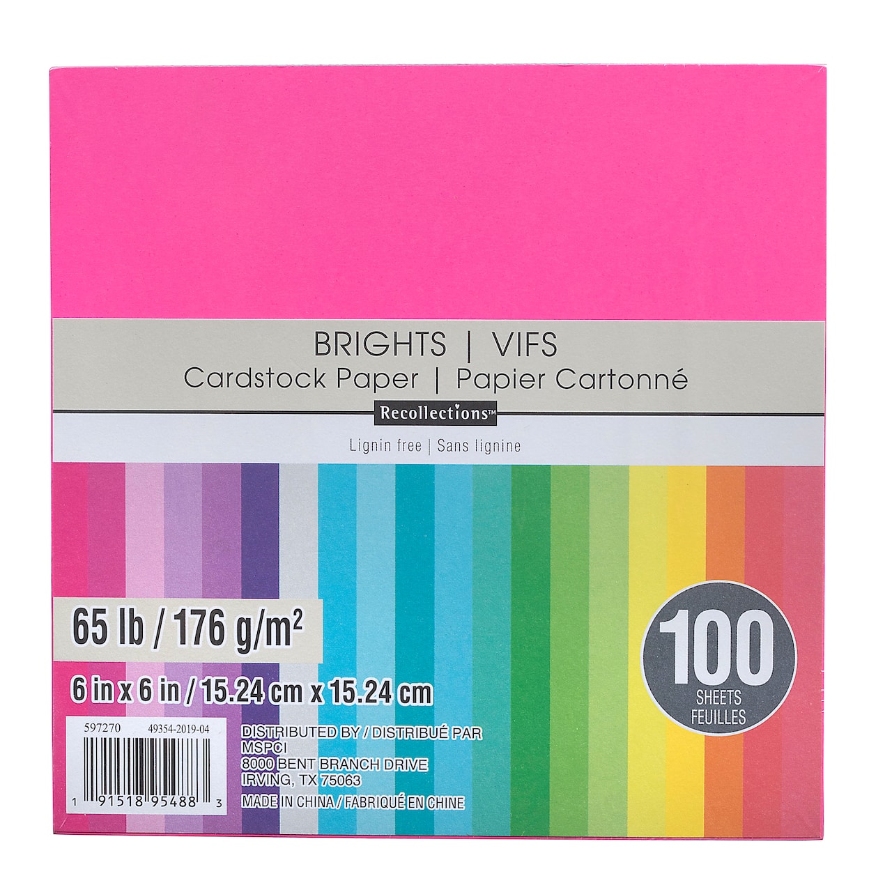12 Packs: 100 ct. (1200 total) Brights 6" x 6" Cardstock Paper by Recollections™, 100 Sheets
